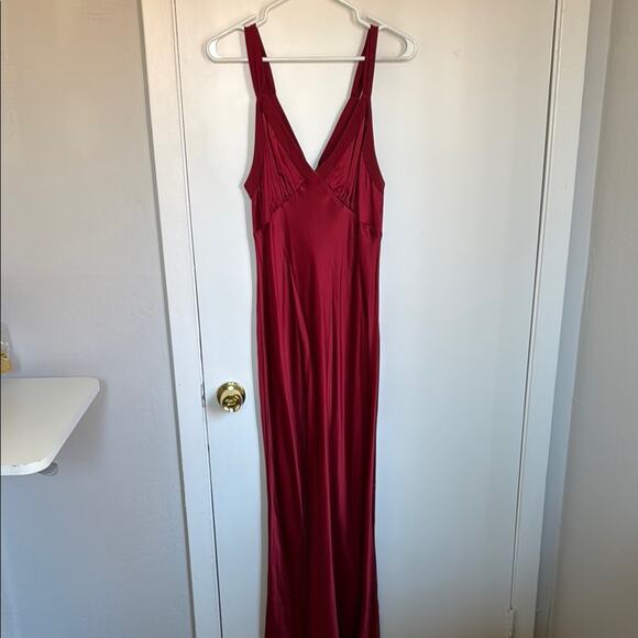 Reformation Neola Slinky Silk Midi Dress Size Large Jewel Tone Ruby Cherry Red - Picture 4 of 7